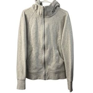 Lululemon Scuba Full Zip Hoodie Heathered Core Ultra Light Grey LW4AWNS Size 14